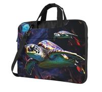 A Colorful Tropical sea Turtle Laptop Bag 13-15.6Inch, 360° Protective Laptop Sleeve Case Shockproof Messenger Shoulder Bag Waterproof Computer Case Carrying Cover Briefcases for Men Women