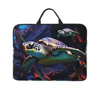 A Colorful Tropical sea Turtle Laptop Case Sleeve 14 inch Shockproof Protective Notebook Case Travel Laptop Bag with Handle Waterproof Computer Cover Briefcase Handbags for Men Women