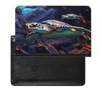 A Colorful Tropical Sea Turtle Passport Holder for Travel PU Leather Passport Book Card Holder Case Cute Passport Wallet Ultra Slim Passport Cover Passport Protector Case for Women Men