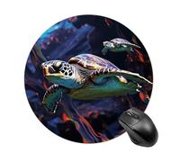 A Colorful Tropical Sea Turtle Round Mouse Pad 7.8 Inch, Portable Gaming Mouse Mat with Non-Slip Rubber Base & Smooth Surface, Waterproof Mousepad for PC, Laptop, Computer, Office, Home