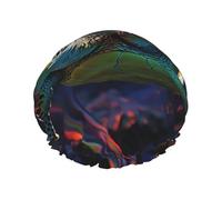A colorful tropical sea turtle Shower Cap for Women Men, Adjustable Reusable Shower Bonnet Double Layer Waterproof Bath Caps, EVA Lining, Elastic Band Hair Cap for All Hair Lengths