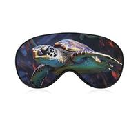 A Colorful Tropical Sea Turtle Sleep Mask, Ultra Soft Eye Mask for Sleeping with Adjustable Strap, Comfortable Lightweight Blindfold Eyeshade, Total Blackout Eye Cover for Night Sleep Travel Office Na