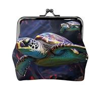 A Colorful Tropical Sea Turtle Small Coin Purse For Women, Kiss-Lock Wallet Leather Cute Coin Wallet Mini Coin Pouch Change Purse Key Holder