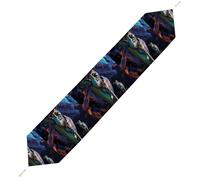 A Colorful Tropical Sea Turtle Table Runner for Dining Table, Short Plush Runners Washable & Durable Tablerunner Modern Home Decor for Wedding, Kitchen, Holiday 200*33cm