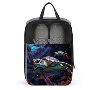 A Colorful Tropical Sea Turtle Travel Shoe Bag, Waterproof Storage Pouch with Zipper, Portable Shoe Organizer for Women And Men