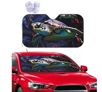 A Colorful Tropical Sea Turtle Windshield Sun Shade for Car Personalized Window Sunshades Foldable Sun Heat Uv Rays Visor Protector to Keep Your Vehicle Cool for Universal Cars SUV Truck 51x27.5 Inch