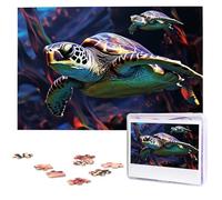 A Colorful Tropical Sea Turtle Wooden Puzzles 1000 Pieces Personalized Jigsaw Puzzle For Adults Interesting Custom Photo Puzzles Gift For Holiday Birthday Wedding Anniversay