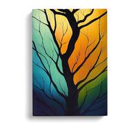 A Colourful Abstract Tree No.1 Canvas Print | Gallery Wrapped 30mm Frame Wall Art | 30x20 inches | Ready to Hang | Abstract Landscape Picture | Living Room Bedroom Lounge Office