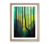 A Colourful Forest No.3 Framed Print | A2 Oak Framed Wall Art | Ready to Hang | Modern Landscape Picture | Living Room Bedroom Lounge Office