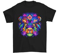 A Colourful Lion Mens T-Shirt 100% Cotton Black 3XL