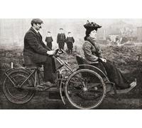 A Combination bicycle which carried the passenger in front and slightly to the left of the rider to enable him to see the road. The handlebars were replaced by a wheel and the engine was set forward