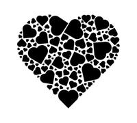 a Combination of Small Hearts Arranged into one Heart Shape Vinyl Wall Stickers 67.2x73.4cm Do not Damage The Wall Surface Black