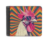 A Cool Chicken with Glasses Funny Wallet for Men RFID Blocking Bifold Wallet Soft Billfold with Card Slots Custom Gifts