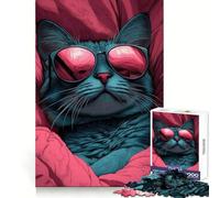 A Cool Dark Blue Cat with Pink Sunglasses And A Scarf 1000-piece Jigsaw Puzzles Stress Relief Play High Def Print Family Enjoyable Birthday Present (50x75cm)