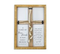 A Cord of Three Strands Wedding Sign 15"X10" Three Strands Unity Cross Braid Wall Decor Anniversary Religious Gifts for Couple Cross to Braid or Tie God's Knot, Symbolic of Unity (Wood)