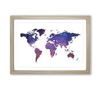 A Cosmic Map of The Earth in Abstract Framed Print | A2 Oak Framed Wall Art | Ready to Hang | Abstract Map Picture | Living Room Bedroom Lounge Office