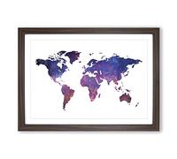 A Cosmic Map of The Earth in Abstract Framed Print | A2 Walnut Framed Wall Art | Ready to Hang | Abstract Map Picture | Living Room Bedroom Lounge Office