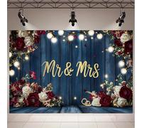 A country-style vase design with a wine red and navy blue wedding background for the couple 200x140CM
