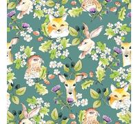 A Country Walk by Debbie Shore Organic Cotton Prints Fabric by 1 Metre Pre Cut 44'' Wide 100% Cotton Craft Fabric Material for Quilting, Dressmaking (Animals of Woods, 1 Metre)
