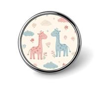A Couple Of Cute Little Giraffes Round Badge Pin Metal Memorial Brooch Button Lapel Pins for Backpack Wedding
