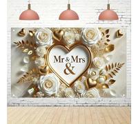 A couple's wedding banner -1 piece, multi-purpose party decoration, suitable for photography background, family garden 300x200cm