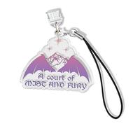 A Court Of Mist And Fury Kindle Charms, Dust Plug Charm 1.5 Inches ACOTAR Bookish Velaris Bat Wings Lightning/Type C Charging Port With Strap Acrylic Material Accessories for Phone, Kindle, E-Reader