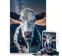 A Cow And The Stars Jigsaw Puzzle 1000 Piece for Teenagers Reason Boost Nice Thick Enjoyable Challenge Birthday Idea (38x52cm)
