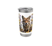 A Coyote Surrounded By Spring Meadow Flowers Stainless Steel Insulated Tumbler