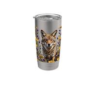 A Coyote Surrounded By Spring Meadow Flowers Stainless Steel Insulated Tumbler