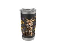 A Coyote Surrounded By Spring Meadow Wildflowers Stainless Steel Insulated Tumbler