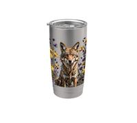 A Coyote Surrounded By Spring Meadow Wildflowers Stainless Steel Insulated Tumbler