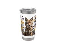A Coyote Surrounded By Spring Meadow Wildflowers Stainless Steel Insulated Tumbler