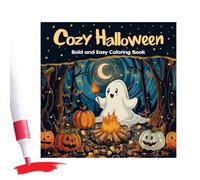 A Cozy Halloween Coloring Book: 24 Pages Of Cute And Spooky Designs, Perfect Holiday Gift, 21x21x2cm, Easy Coloring Book, Halloween Art T Herapy, Perfect Holiday Gift, For Stress Relief And Relaxation