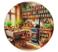 A Cozy Kitchen 1000 Piece Round Puzzle For Adults And Kids A Cozy Room Jigsaws Creative Unique Challenge Games Stress Reliever Difficult Challenge 1000pcs (67.5x67.5cm)