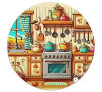 A Cozy Kitchen 1000 Piece Round Puzzles For Adults And Kids A Cozy Room Jigsaw Puzzle Creative Unique Challenge Games Family Game 1000pcs (67.5x67.5cm)