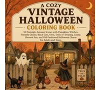 A Cozy Vintage Halloween Coloring Book: 50 Nostalgic Autumn Scenes with Pumpkins, Witches, Friendly Ghosts, Black Cats, Owls, Trick-or-Treating, ... Halloween Charm for Adults and Teens