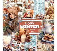 A COZY WINTER SCRAPBOOK PAPER: Book contains holiday pastel themed Double Sided Craft Paper, Decoupage, Ephemera, Origami, Collage, mixed media art