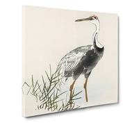 A Crane by Kono Bairei Asian Japanese Canvas Wall Art Print Ready to Hang, Framed Picture for Living Room Bedroom Home Office Décor, 20x20 Inch (50x50 cm)