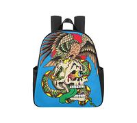 A Crazy Illustration of A Skull with A Snake Backpack College Student 12.40x5.12x14.17inch Backpacks School Multipurpose Casual Traveling Backpack Business Travel School,Office