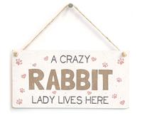 A Crazy Rabbit Lady Lives Here - Super Cute Home Accessory Novelty Gift Sign