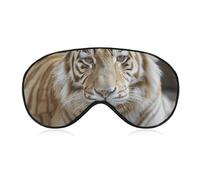 A Cream Tiger Sleep Mask Comfort Travel Eye Masks with Adjustable Elastic Strap Soft Funny Block Light Sleep Eye Cover for Side Sleeper for Nap Men Women Gift