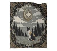 A Crescent Moon And A Cat in The Forest Blankets, Soft And Lightweight All Season Throws,Bedding for Kids And Adults,for Picnics,Travel,Home Decoration,70x80inch(180x200cm)