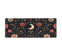 A Crescent Moon Flower Bedfloral Print Mousepad Laptop Keyboard Mat Large Mouse Pad With Stitched Edges Long Non-Slip Rubber Base Spring Desk Pad For Office Home Desk Decor, 31.5" X 11.8"