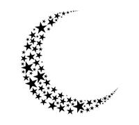a Crescent Moon Formed from Stars Vinyl Wall Stickers 42x44.8cm Equipped with Transfer Film kit Black