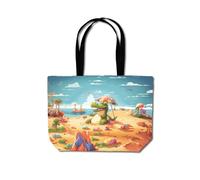 A Crocodile On A Beach Holiday Beach Shopper Tote Bag Warren Reed - Designer Yellow One Size