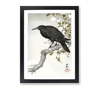 A Crow On The Blossom Tree By Ohara Koson Asian Japanese Framed Print | A2 Black Framed Wall Art | Ready to Hang | Asian Floral Picture | Living Room Bedroom Lounge Office