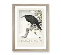 A Crow On The Blossom Tree By Ohara Koson Exhibition Museum Asian Japanese Framed Print | A4 Oak Framed Wall Art | Ready to Hang | Asian Floral Picture | Living Room Bedroom Lounge Office