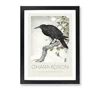 A Crow On The Blossom Tree By Ohara Koson Exhibition Museum Asian Japanese Framed Wall Art Print, Ready to Hang Picture for Living Room Bedroom Home Office Décor, Black A3 (34 x 46 cm)