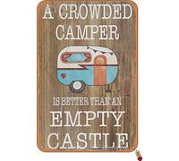 A Crowded Camper is Better Than an Empty Castle Tin Retro Look 8x12 Inch Decoration Crafts Sign for Home Inspirational Quotes Wall Decor