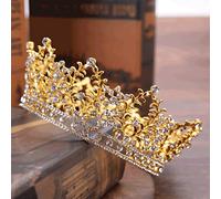 A Crystal Rhinestone Crown Tiara Golden Bride Crown Hair Jewelry Headdress Princess Women Wedding Hair Ornaments Bride's Tiara